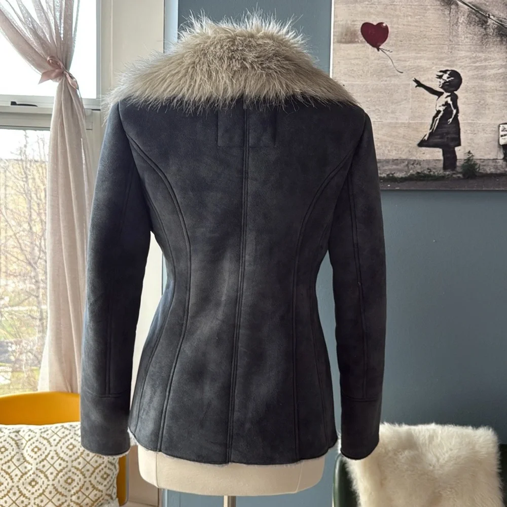 GUESS Women's Gray Faux Fur Collar Jacket | Size M - Picture 4 of 12